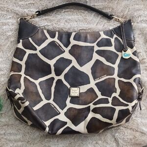 Dooney & Bourke Giraffe Pattern Hobo Bag - Black and Brown